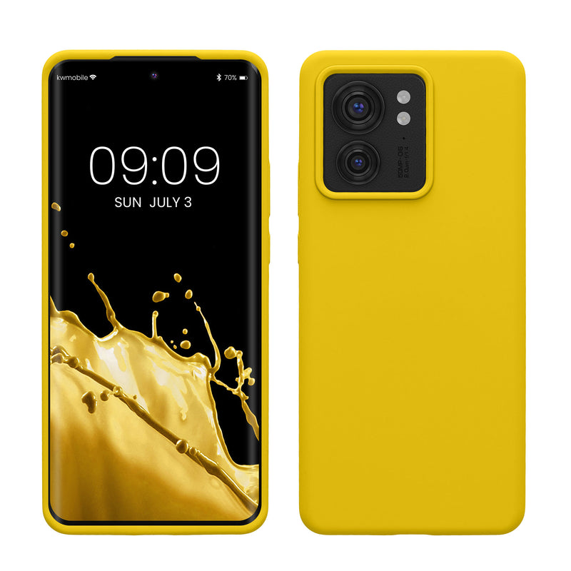 kwmobile Hülle kompatibel mit Motorola Edge 40 Hülle - Silikon Handy Case - Handyhülle weiche Oberfläche - kabelloses Laden - Strahlend Gelb Strahlend Gelb  