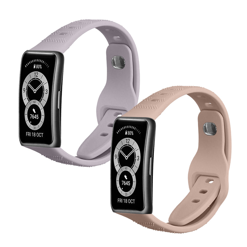 kwmobile 2x Uhrenarmband für Huawei Band 10 / 9 / 8 Armband - Fitnesstracker Band Set aus TPU Silikon - Ersatzarmband Smartwatch - Lavendel Altrosa Lavendel  [dsg10]