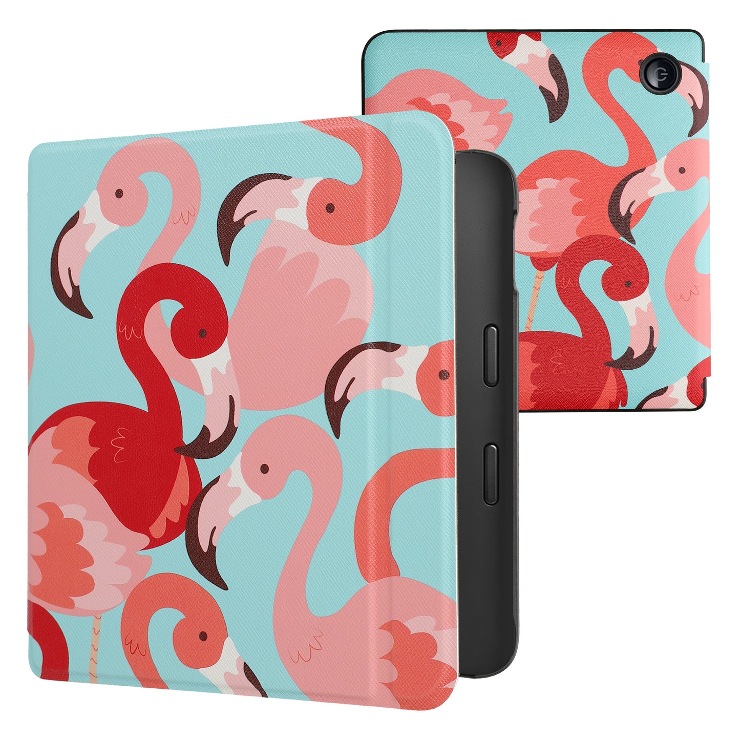 kwmobile Klapphülle kompatibel mit Kobo Libra 2 Hülle - eReader Case - Flamingos Pink Rosa Rot Pink  [dsg74]
