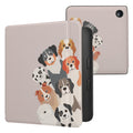 kwmobile Klapphülle kompatibel mit Kobo Libra 2 Hülle - eReader Case - Lustige Hunde Braun Weiß Taupe Braun  [dsg76]