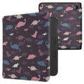 kwmobile Klapphülle kompatibel mit Kobo Libra 2 Hülle - eReader Case - Bunte Dinos Violett Gelb Blau Violett  [dsg82]