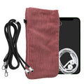 kwmobile Handytasche für Smartphones XXL - 7" Handy Tasche - Cord Handy Hülle Dark Rose mit Kordel - Tasche mit Handykette 17,7 x 9 cm Innenmaße Dark Rose XXL 