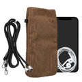 kwmobile Handytasche für Smartphones XXL - 7" Handy Tasche - Cord Handy Hülle Braun mit Kordel - Tasche mit Handykette 17,7 x 9 cm Innenmaße Braun XXL 