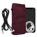 kwmobile Handytasche für Smartphones XXL - 7" Handy Tasche - Cord Handy Hülle Bordeaux Violett mit Kordel - Tasche mit Handykette 17,7 x 9 cm Innenmaße Bordeaux Violett XXL 