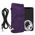 kwmobile Handytasche für Smartphones XXL - 7" Handy Tasche - Cord Handy Hülle Violett mit Kordel - Tasche mit Handykette 17,7 x 9 cm Innenmaße Violett XXL 