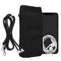 kwmobile Handytasche für Smartphones XL - 6,7/6,8" Handy Tasche - Cord Handy Hülle Schwarz mit Kordel - Tasche mit Handykette 16,7 x 9,5 cm Innenmaße Schwarz XL 