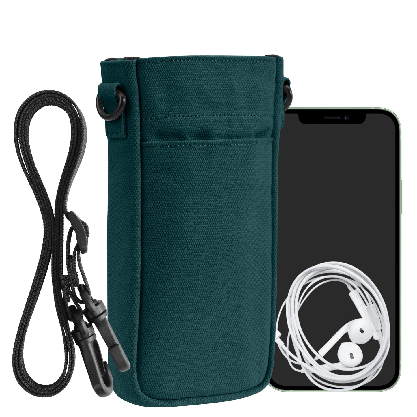 kwmobile Handytasche für Smartphones XXL - 7" - Canvas Handy Hülle mit Band - Handy Tasche mit Handykette 16,5 x 10 cm Innenmaße - Azurblau Azurblau XXL 
