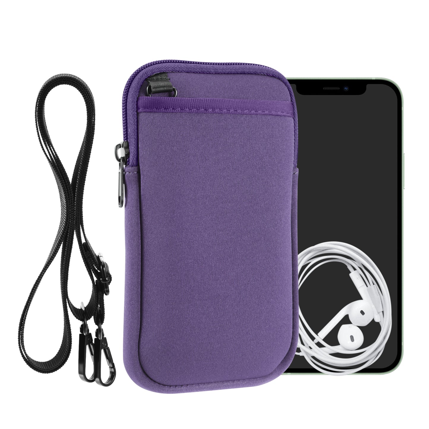 kwmobile Handy Tasche zum Umhängen für XL - 6,7/6,8" - Hülle mit Band - Neopren Cover mit Reißverschluss - 17,2 x 8,4 cm - Necklace Case in Lavendel Lavendel XL 