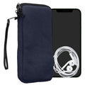 kwmobile Handy Tasche kompatibel mit Smartphones XXL - 7" Hülle - Canvas Handyhülle mit Mikrofaser Inlay in Dunkelblau - Handytasche mit 17,7 x 8,5 cm Innenmaße Dunkelblau XXL 