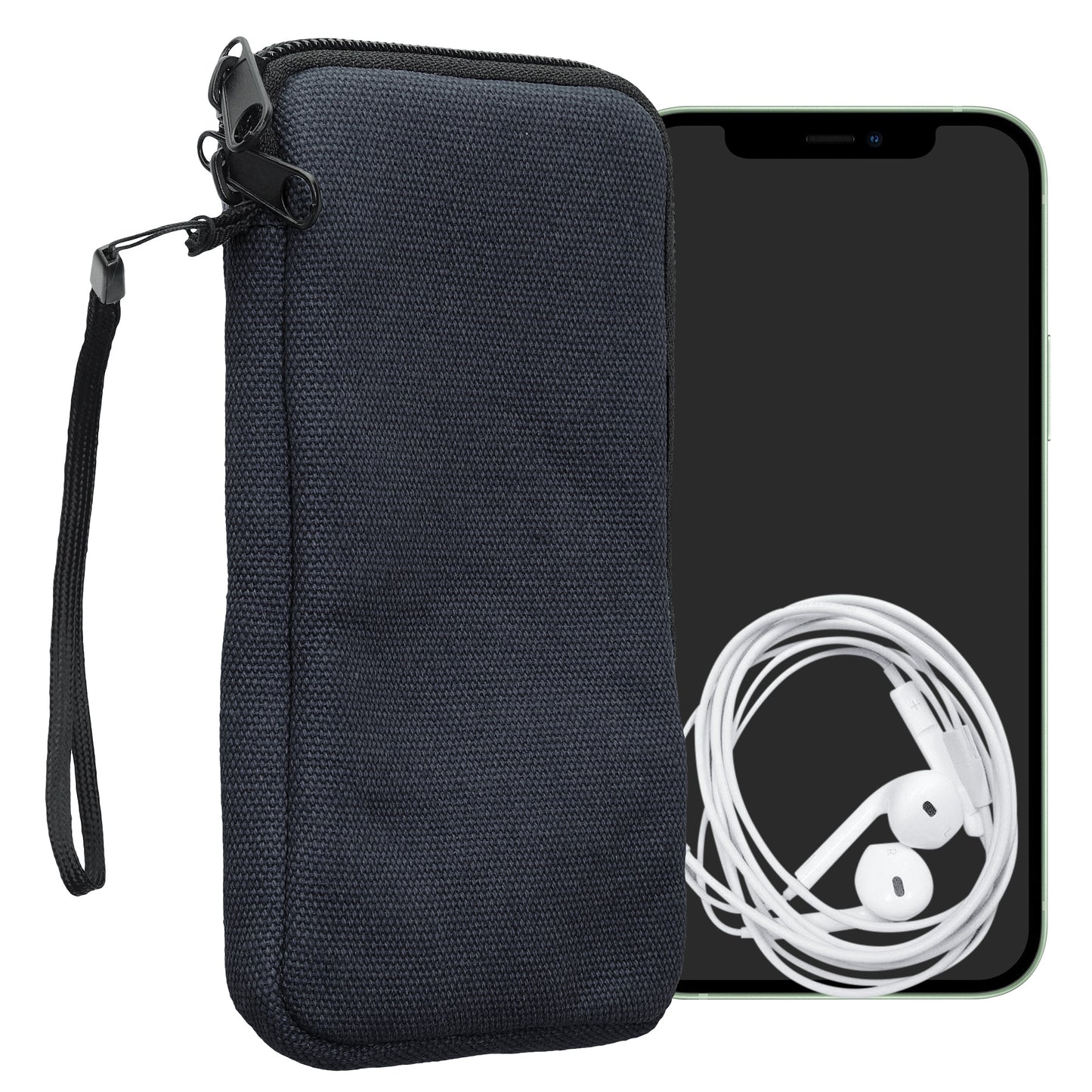 kwmobile Handy Tasche kompatibel mit Smartphones XL - 6,7/6,8" Hülle - Canvas Handyhülle mit Mikrofaser Inlay in Dunkelblau - Handytasche mit 17,2 x 8,4 cm Innenmaße Dunkelblau XL 