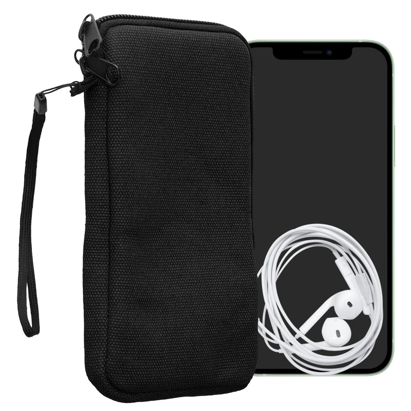 kwmobile Handy Tasche kompatibel mit Smartphones XL - 6,7/6,8" Hülle - Canvas Handyhülle mit Mikrofaser Inlay in Schwarz - Handytasche mit 17,2 x 8,4 cm Innenmaße Schwarz XL 