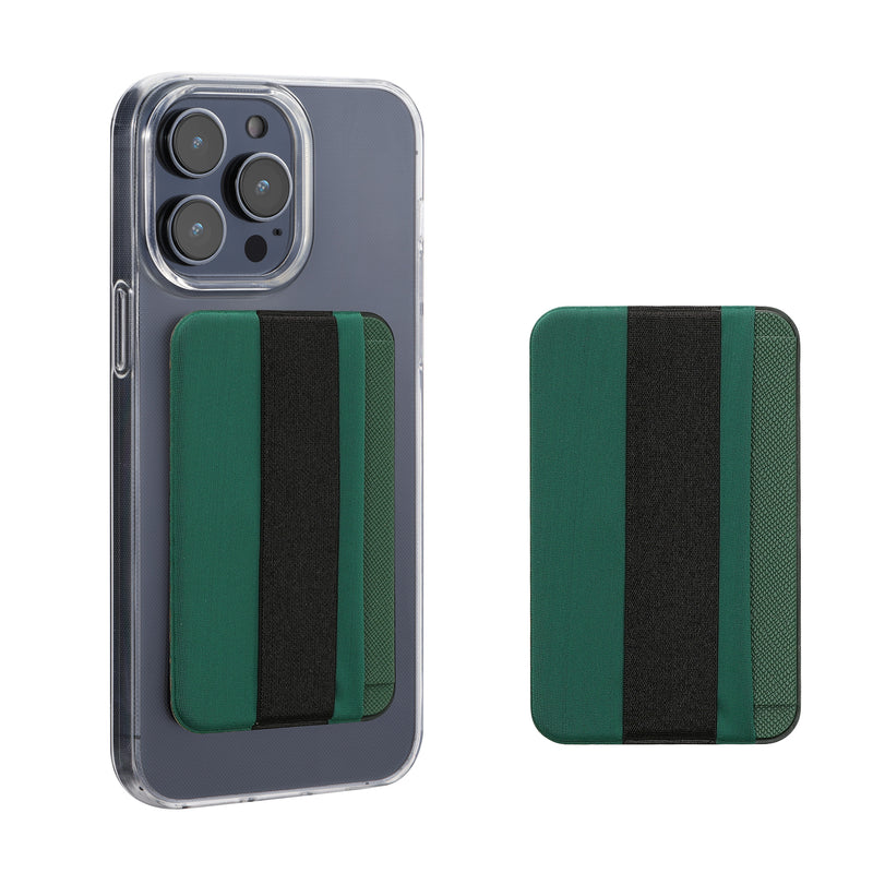 kwmobile 2x Stick-on Kartenhalter für Smartphones - Kunststoff Halter mit Halteband - 57 x 90 mm - Platz für bis zu 4 Karten - Dunkelgrün Dunkelgrün  
