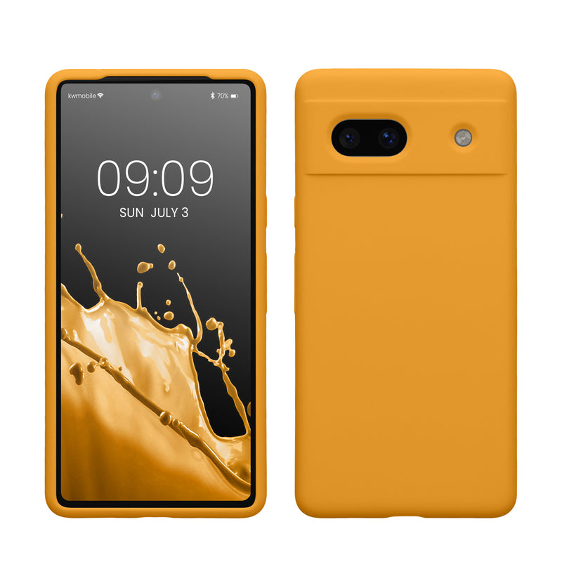 kwmobile Handyhülle für Google Pixel 7a Hülle, für Pixel 7a Case - Hülle Silikon - kabelloses Laden - Mango Mango  