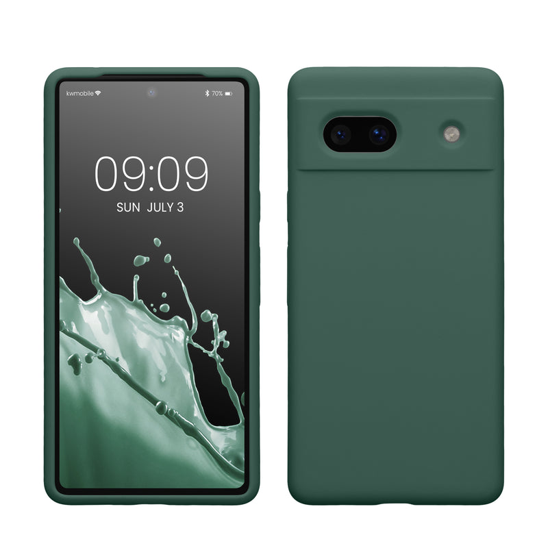 kwmobile Handyhülle für Google Pixel 7a Hülle, für Pixel 7a Case - Hülle Silikon - kabelloses Laden - Tannengrün Tannengrün  