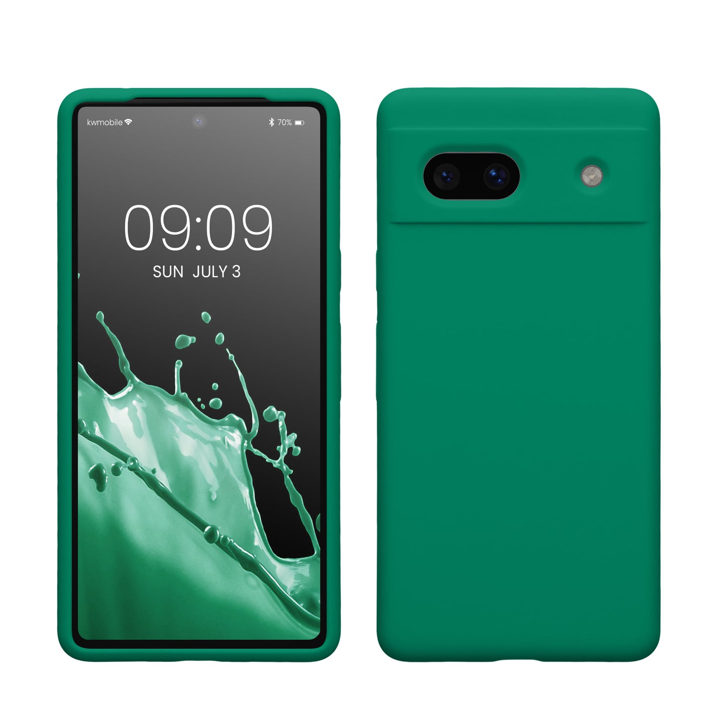 kwmobile Handyhülle für Google Pixel 7a Hülle, für Pixel 7a Case - Hülle Silikon - kabelloses Laden - Smaragdgrün Smaragdgrün  