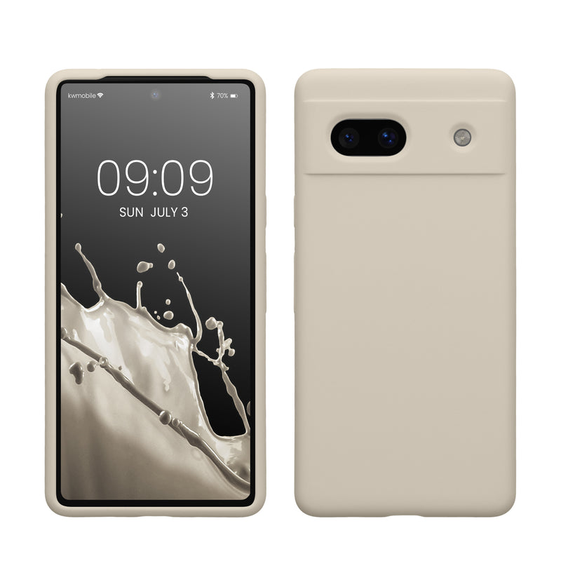 kwmobile Handyhülle für Google Pixel 7a Hülle, für Pixel 7a Case - Hülle Silikon - kabelloses Laden - Creme Creme  