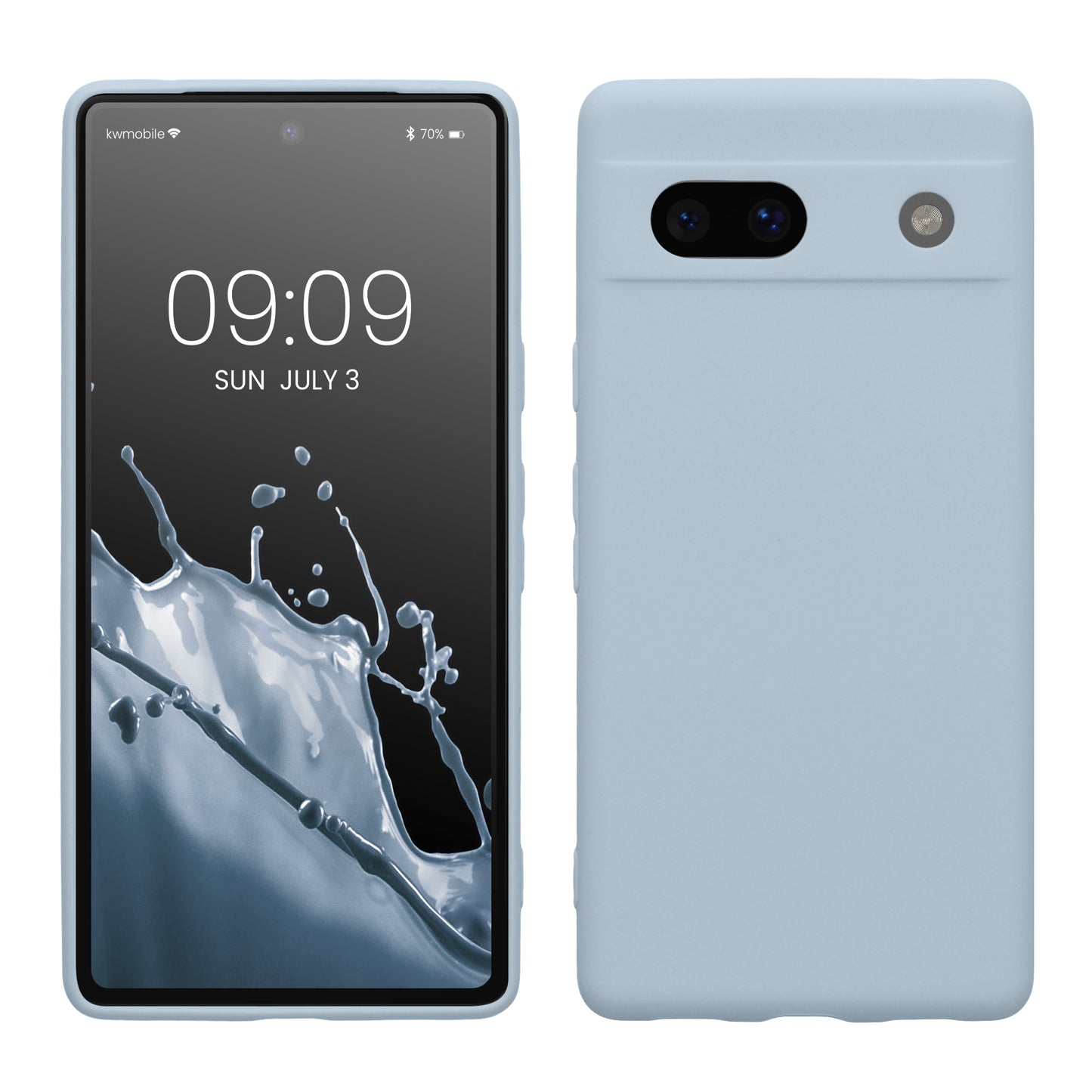 kwmobile Handyhülle kompatibel mit Google Pixel 7a Hülle - Handy Case aus weichem Silikon in Hellblau matt Hellblau matt  