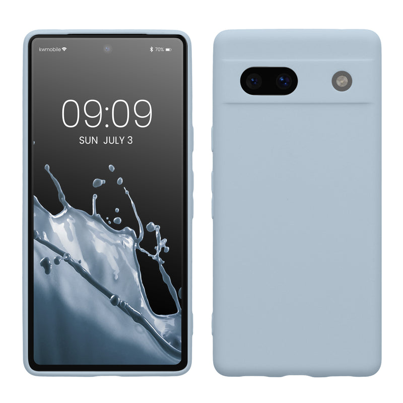 kwmobile Handyhülle kompatibel mit Google Pixel 7a Hülle - Handy Case aus weichem Silikon in Hellblau matt Hellblau matt  