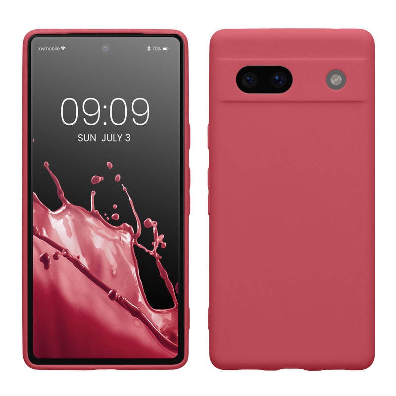 kwmobile Handyhülle kompatibel mit Google Pixel 7a Hülle - Handy Case aus weichem Silikon in Dark Rose Dark Rose  