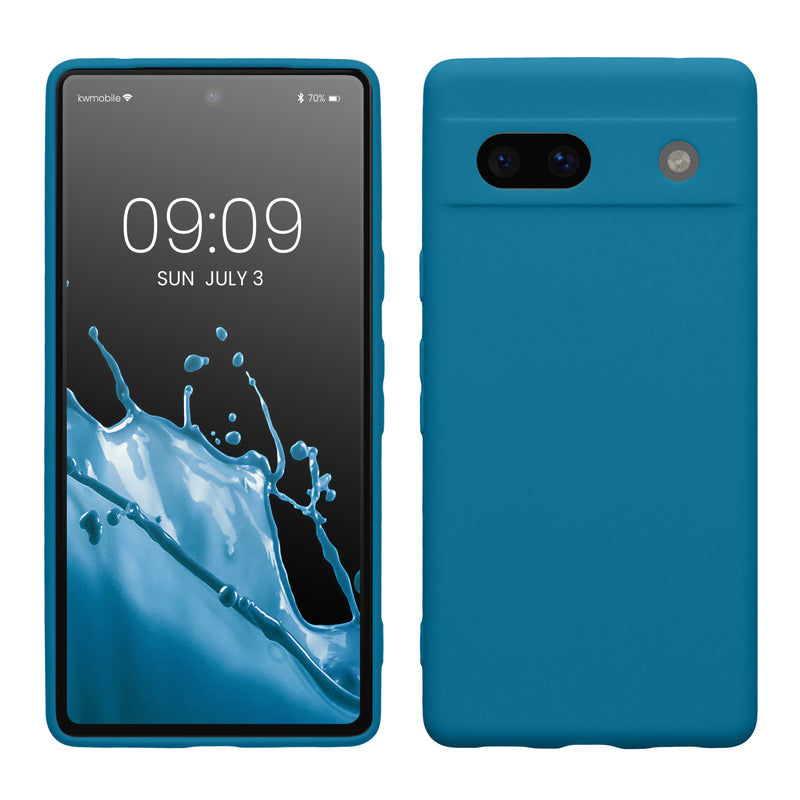 kwmobile Handyhülle kompatibel mit Google Pixel 7a Hülle - Handy Case aus weichem Silikon in Karibikblau Karibikblau  