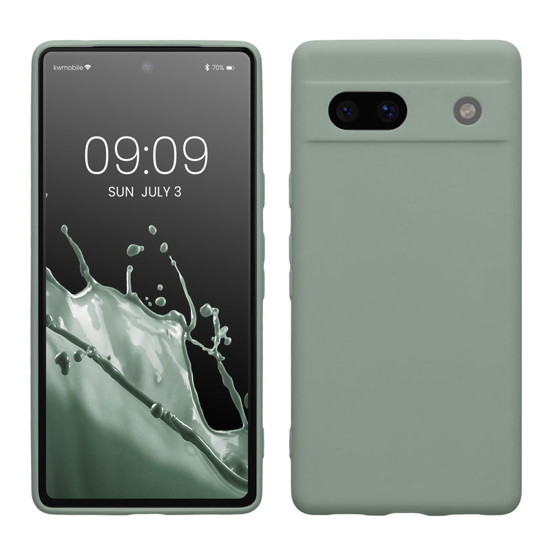 kwmobile Handyhülle kompatibel mit Google Pixel 7a Hülle - Handy Case aus weichem Silikon in Rainwashed Grün Rainwashed Grün  