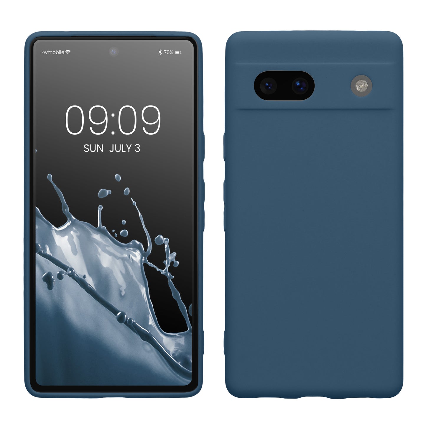 kwmobile Handyhülle kompatibel mit Google Pixel 7a Hülle - Handy Case aus weichem Silikon in Marineblau Marineblau  