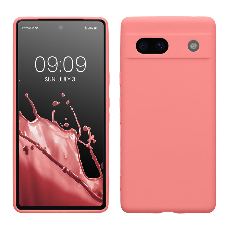 kwmobile Handyhülle kompatibel mit Google Pixel 7a Hülle - Handy Case aus weichem Silikon in Pastell Koralle Pastell Koralle  