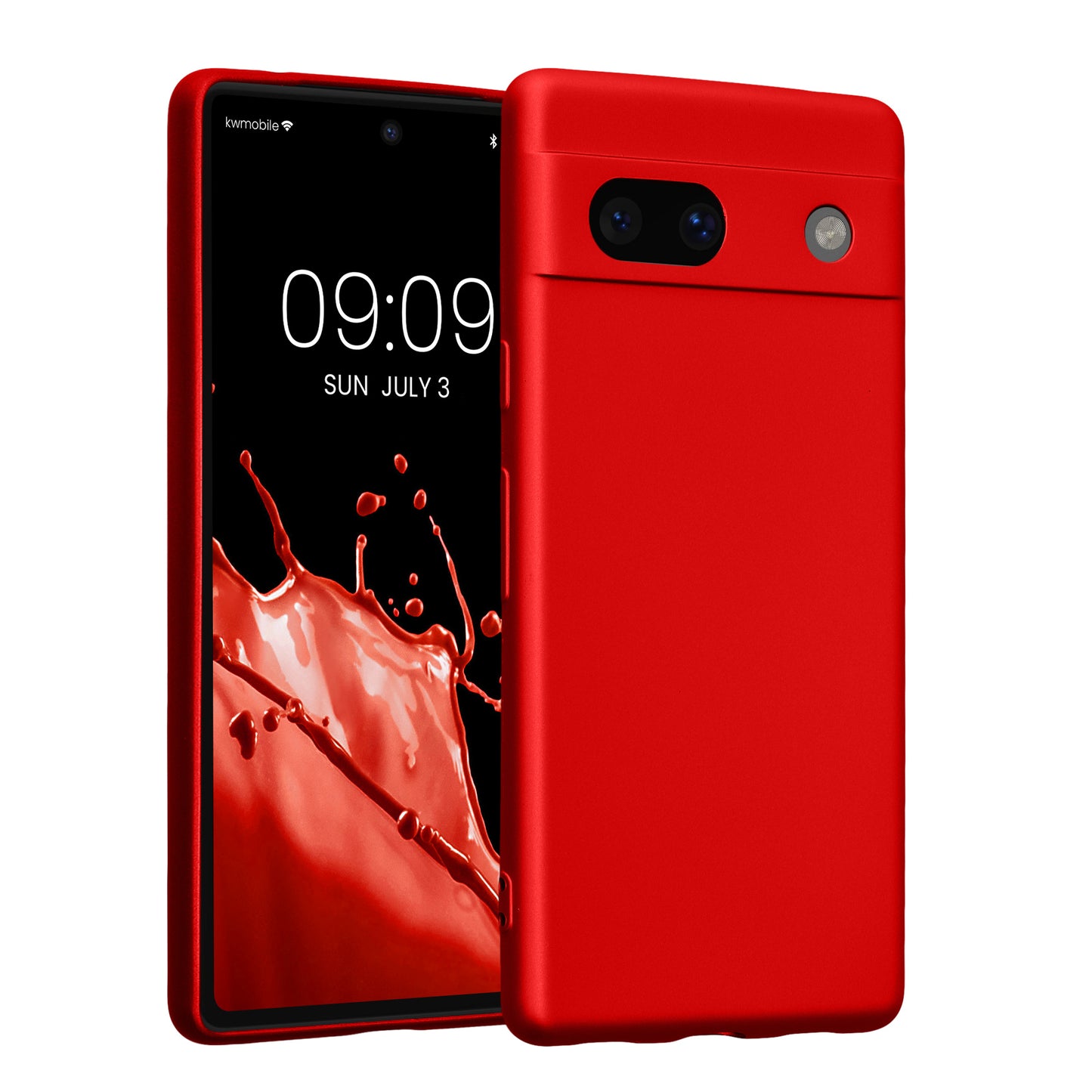 kwmobile Handyhülle kompatibel mit Google Pixel 7a Hülle - weiche Silikon Case metallisch schimmernd in Metallic Dunkelrot Metallic Dunkelrot  