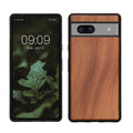 kwmobile Hülle kompatibel mit Google Pixel 7a Hülle - Holz Case - stoßfestes Handy Cover - TPU Handyhülle in Vintage Braun Braun Akazienholz Vintage Braun  