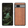 kwmobile Hülle kompatibel mit Google Pixel 7a Hülle - Holz Case - stoßfestes Handy Cover - TPU Handyhülle in Natur Mahagoniholz Natur  