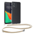 kwmobile Necklace Case kompatibel mit Motorola Moto E13 Hülle - Silikon Cover mit Handykette - Band Handyhülle Gold Transparent Gold  