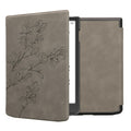 kwmobile Hülle kompatibel mit Pocketbook InkPad 4 / Color 3 / Color 2 / Vivlio InkPad 4 / InkPad Color 3 Hülle - Kunstleder Cover - Magnolien Grau Grau  [dsg04]