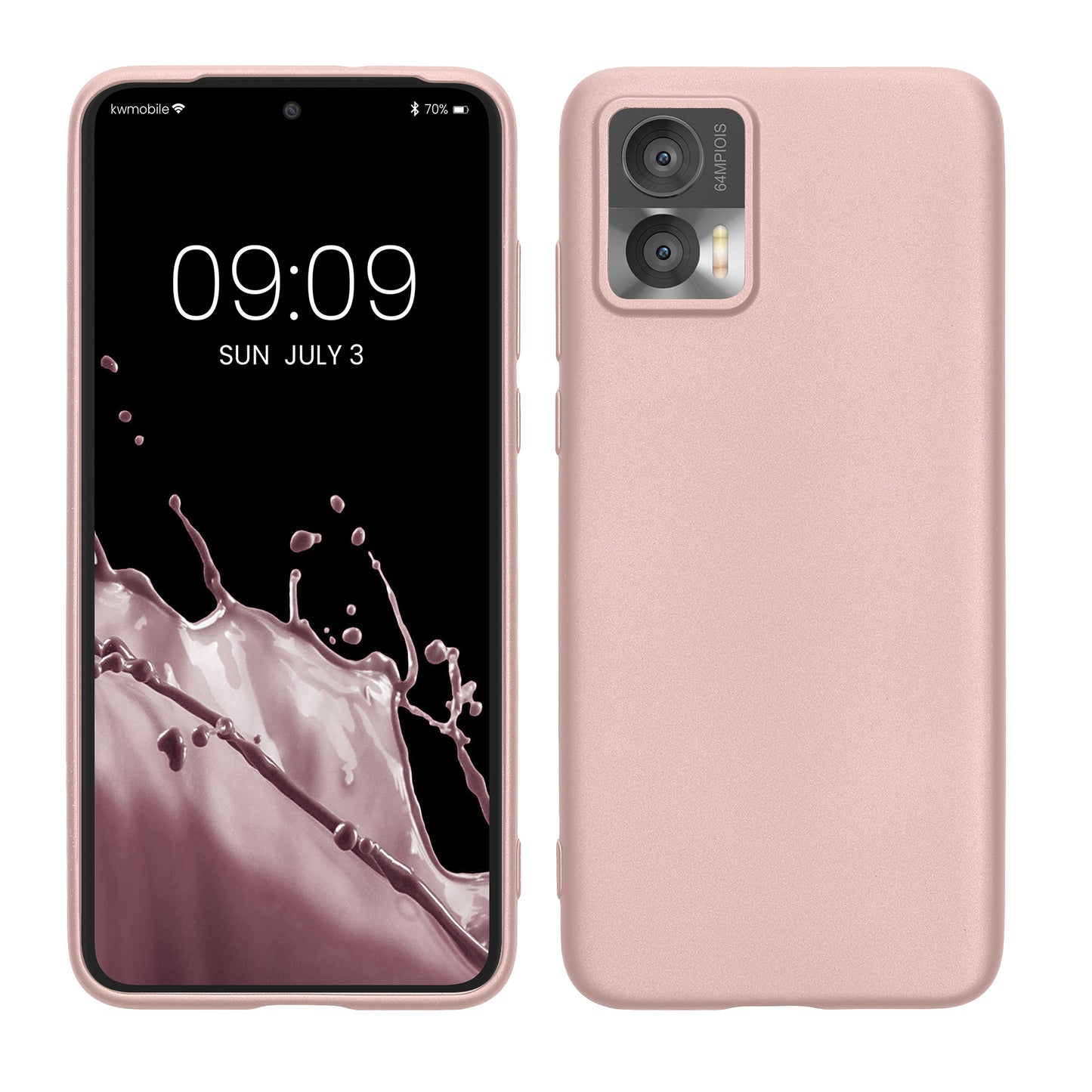 kwmobile Case kompatibel mit Motorola Edge 30 Neo Hülle - Schutzhülle aus Silikon metallisch schimmernd - Handyhülle Metallic Rosegold Metallic Rosegold  