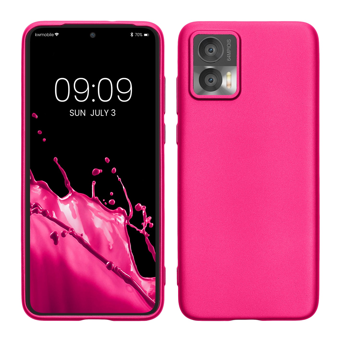 kwmobile Case kompatibel mit Motorola Edge 30 Neo Hülle - Schutzhülle aus Silikon metallisch schimmernd - Handyhülle Metallic Pink Metallic Pink  