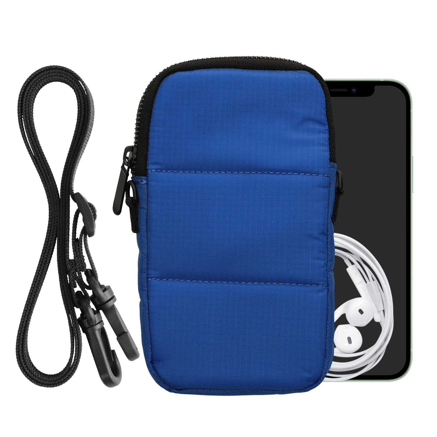kwmobile Handytasche zum Umhängen für XL - 6,7/6,8" - gesteppte Umhängetasche mit Reißverschluss - Innenmaße 17,2 x 8,4 cm - Blau Blau XL 