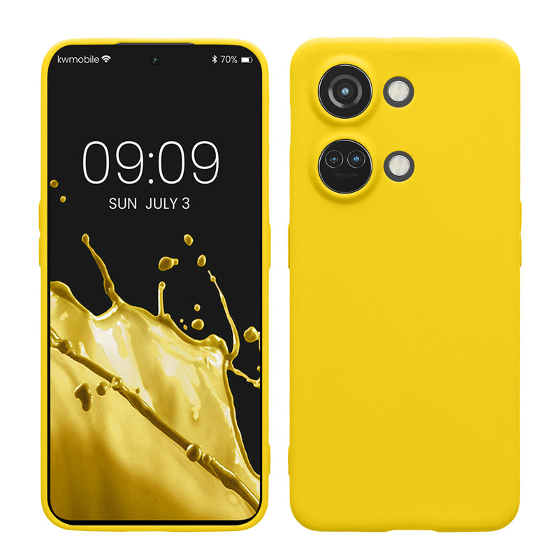 kwmobile Handyhülle kompatibel mit OnePlus Nord 3 5G Hülle - Handy Case aus weichem Silikon in Strahlend Gelb Strahlend Gelb  