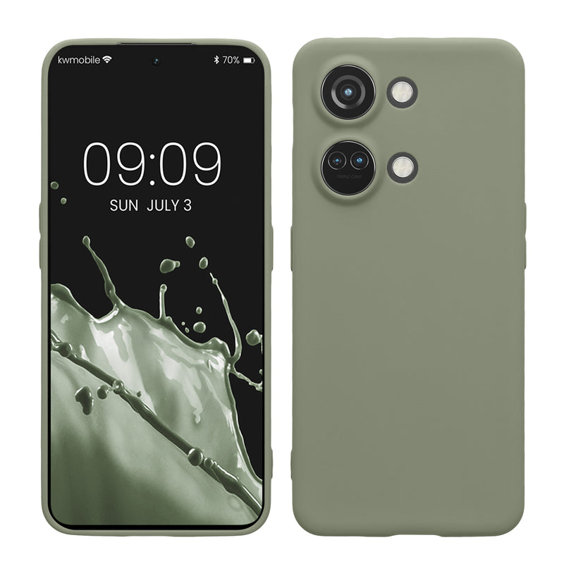 kwmobile Handyhülle kompatibel mit OnePlus Nord 3 5G Hülle - Handy Case aus weichem Silikon in Graugrün Graugrün  