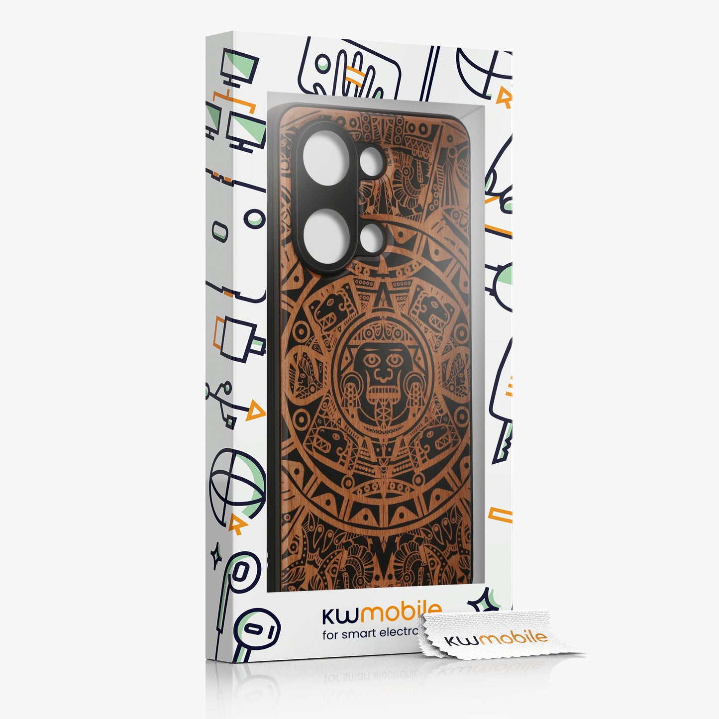 kwmobile Case compatible with OnePlus Nord 3 5G - TPU Phone Cover - Black Mayan Calendar Art