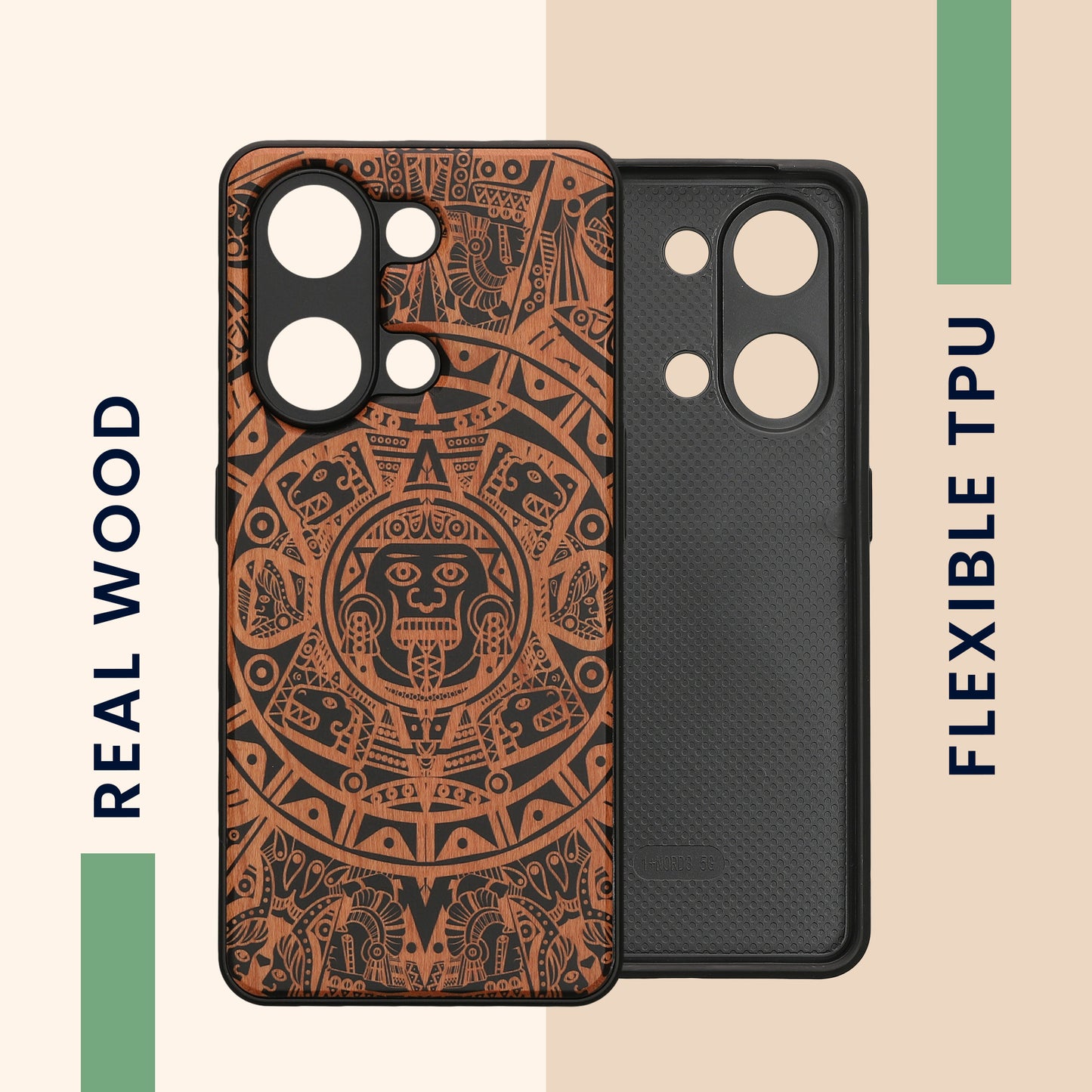 kwmobile Case compatible with OnePlus Nord 3 5G - TPU Phone Cover - Black Mayan Calendar Art