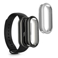 kwmobile 2x Schutzhülle kompatibel mit Xiaomi Mi Band 8 Hülle - Fullbody Cover Set aus Silikon - Schwarz Silber Schwarz  [dsg07]