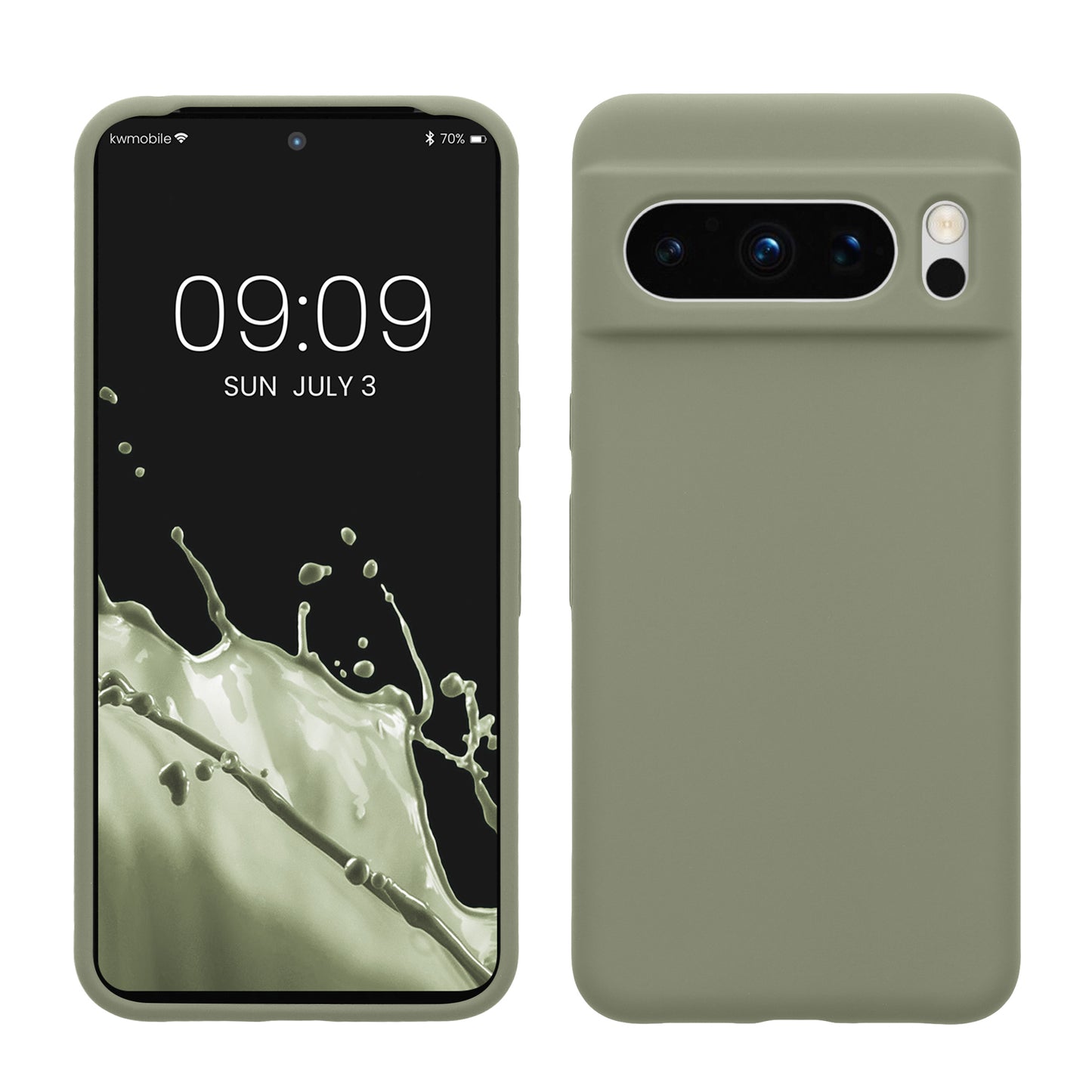 kwmobile Handyhülle für Google Pixel 8 Pro Hülle, für Pixel 8 Pro Case - Hülle Silikon - kabelloses Laden - Graugrün Graugrün  