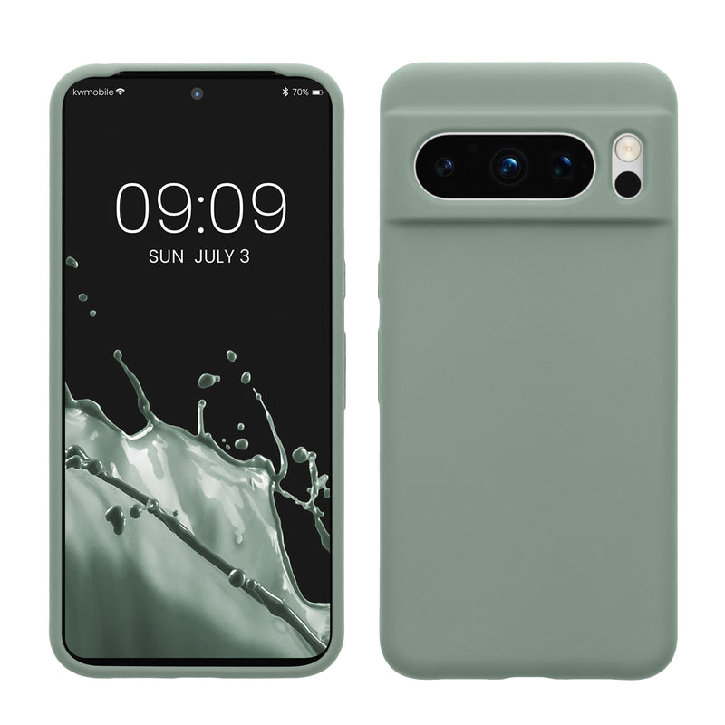 kwmobile Handyhülle für Google Pixel 8 Pro Hülle, für Pixel 8 Pro Case - Hülle Silikon - kabelloses Laden - Rainwashed Grün Rainwashed Grün  