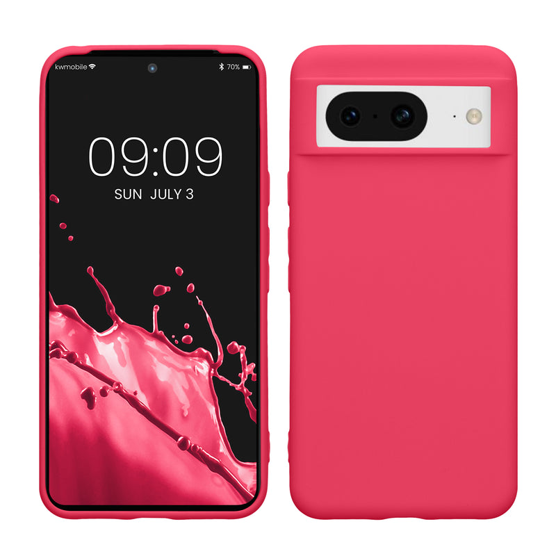 kwmobile Hülle kompatibel mit Google Pixel 8 Hülle - weiches TPU Silikon Case - Cover geeignet für kabelloses Laden - Neon Pink Neon Pink  