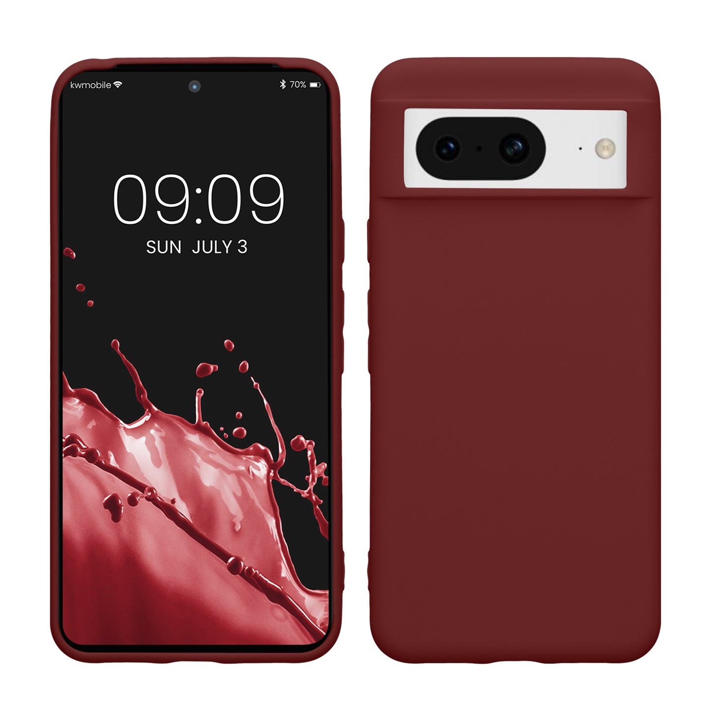 kwmobile Hülle kompatibel mit Google Pixel 8 Hülle - weiches TPU Silikon Case - Cover geeignet für kabelloses Laden - Bordeaux Violett Bordeaux Violett  