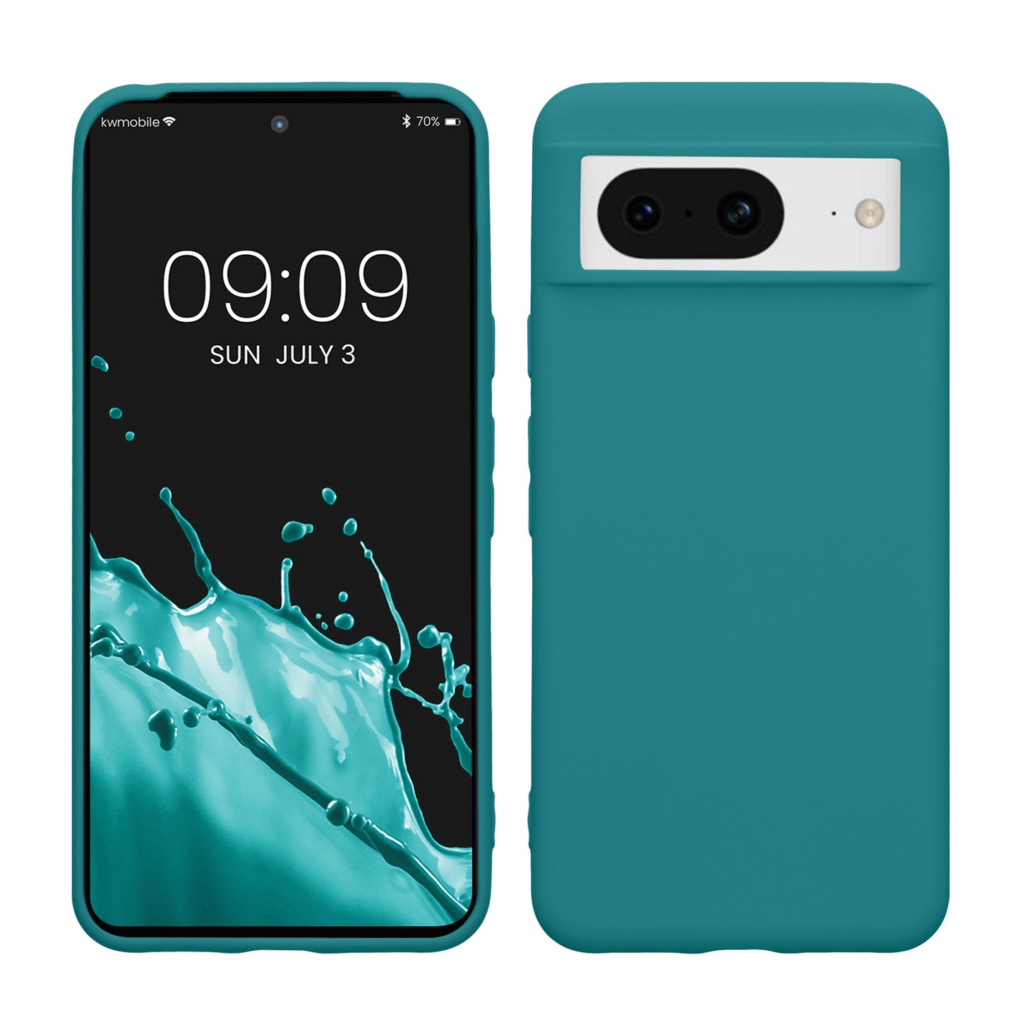 kwmobile Hülle kompatibel mit Google Pixel 8 Hülle - weiches TPU Silikon Case - Cover geeignet für kabelloses Laden - Petrol matt Petrol matt  