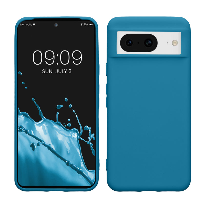 kwmobile Hülle kompatibel mit Google Pixel 8 Hülle - weiches TPU Silikon Case - Cover geeignet für kabelloses Laden - Karibikblau Karibikblau  
