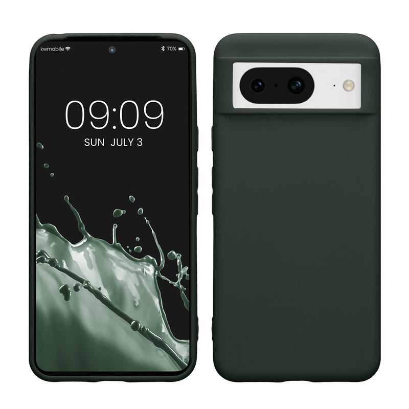 kwmobile Hülle kompatibel mit Google Pixel 8 Hülle - weiches TPU Silikon Case - Cover geeignet für kabelloses Laden - Moosgrün Moosgrün  