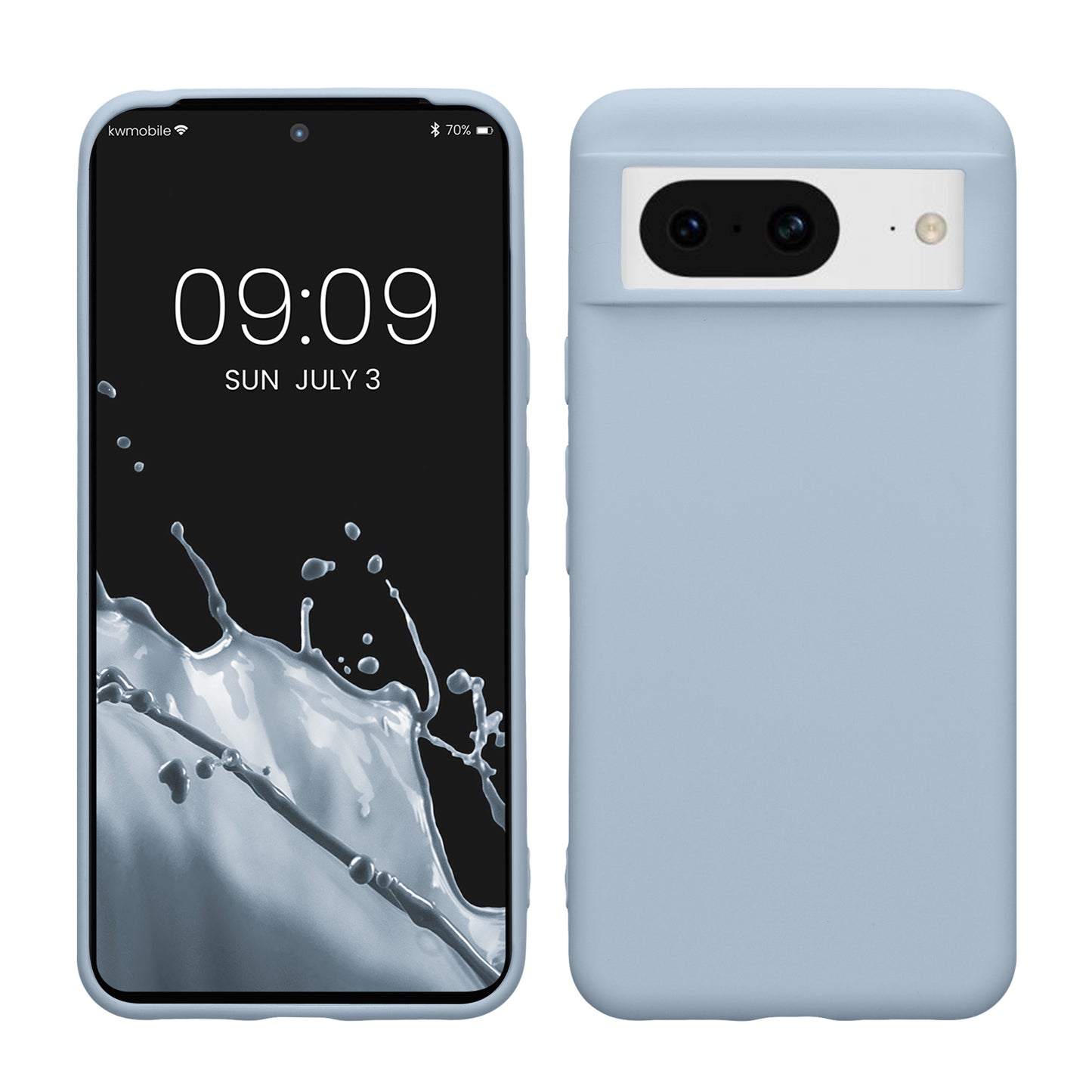 kwmobile Hülle kompatibel mit Google Pixel 8 Hülle - weiches TPU Silikon Case - Cover geeignet für kabelloses Laden - Hellblau matt Hellblau matt  
