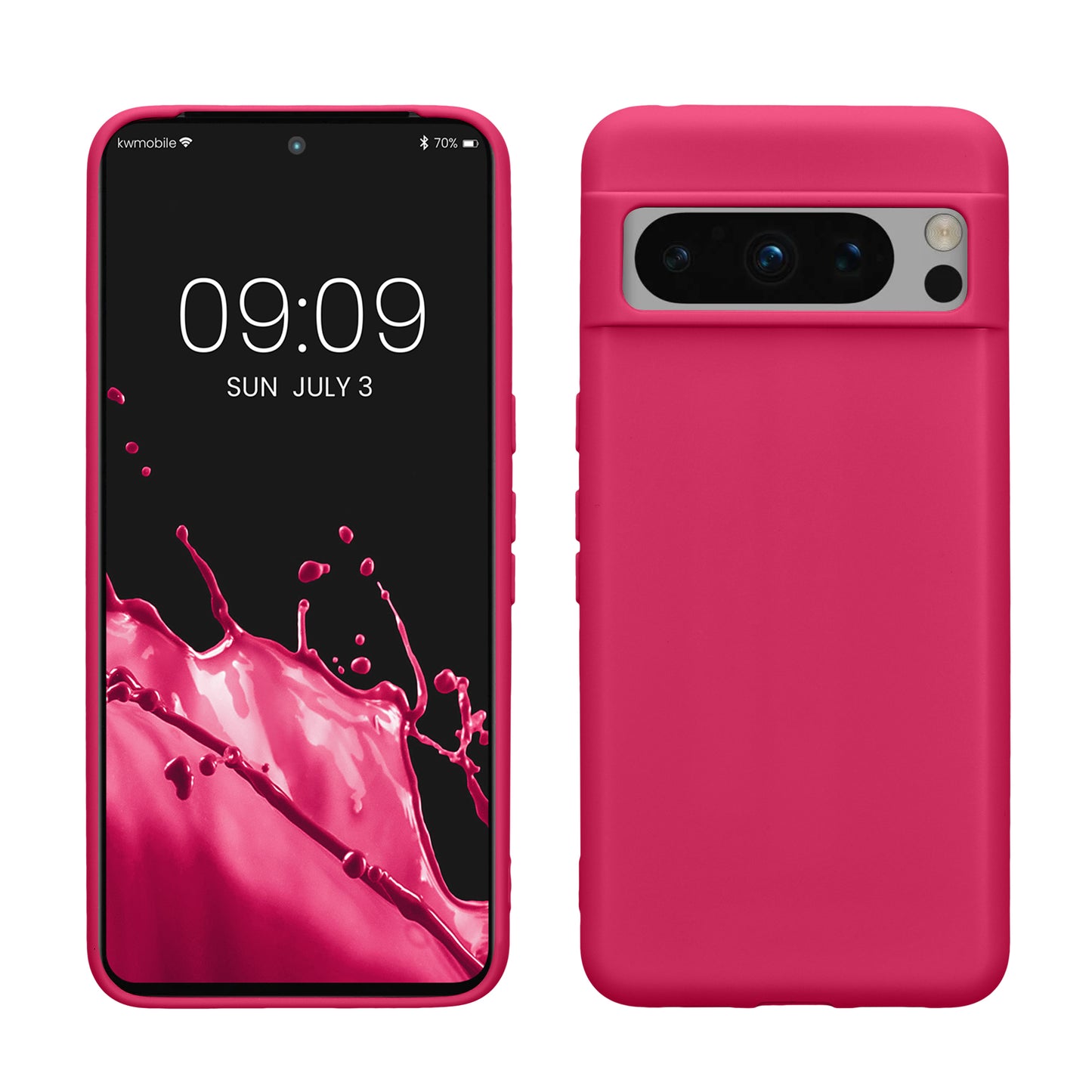 kwmobile Hülle kompatibel mit Google Pixel 8 Pro Hülle - weiches TPU Silikon Case - Cover geeignet für kabelloses Laden - Neon Pink Neon Pink  