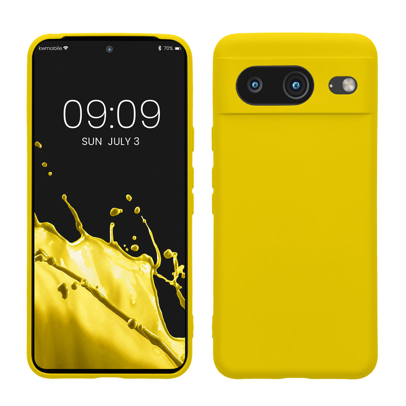 kwmobile Slim Case kompatibel mit Google Pixel 8 Hülle - Handyhülle aus Silikon in Strahlend Gelb Strahlend Gelb  